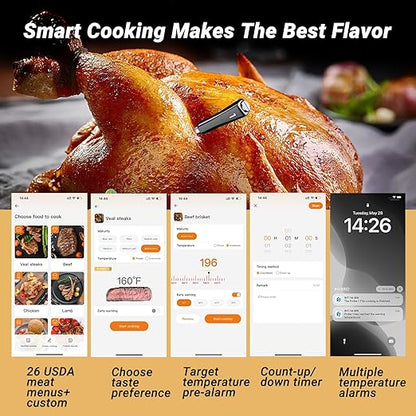 Wireless Meat Thermometer with 4 Probes, INKBIRD WiFi Meat Thermometer Digital