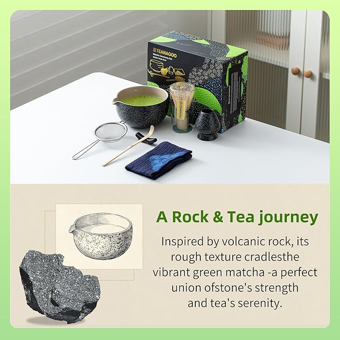 TEANAGOO Matcha Whisk Set Black, Matcha Kit