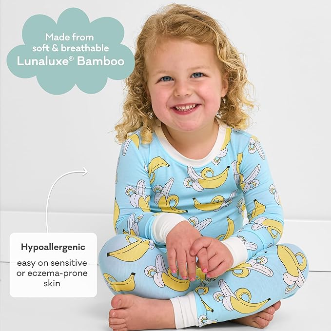 Little Sleepies Two-Piece Pajama Set for Boys & Girls, Soft Viscose from Bamboo Toddler Pajamas for Kids, Family Matching PJs