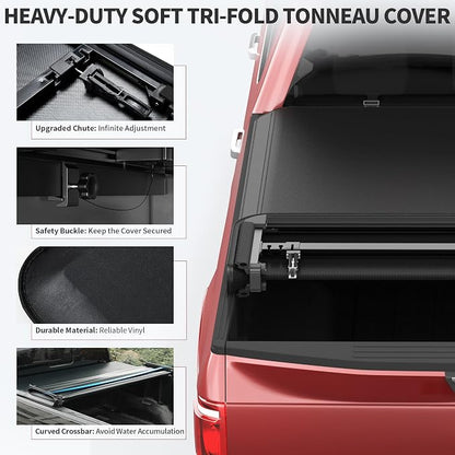 OEDRO Quad Fold Tonneau Cover Soft Truck Bed Covers Compatible with 2014-2019 Chevy Silverado/GMC Sierra 1500 (2019 Legacy/LD only); 2015-2019 Silverado/Sierra 2500 3500 HD, 6.6ft Bed
