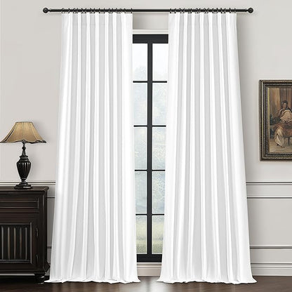 Solid White Blackout Linen Curtains 96 Inches Long