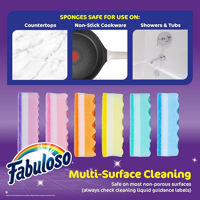 Fabuloso Scratch-Free Kitchen Dish Sponges, Rainbow Cellulose Scrubber Sponge