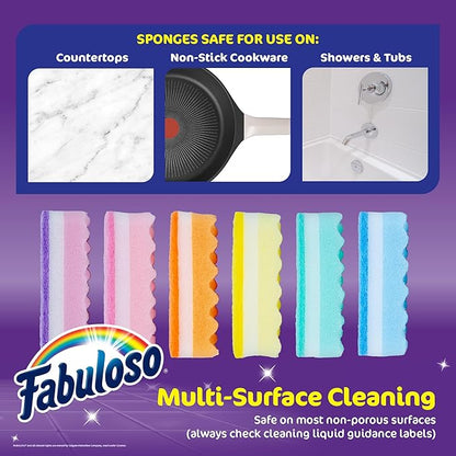 Fabuloso Scratch-Free Kitchen Dish Sponges, Rainbow Cellulose Scrubber Sponge
