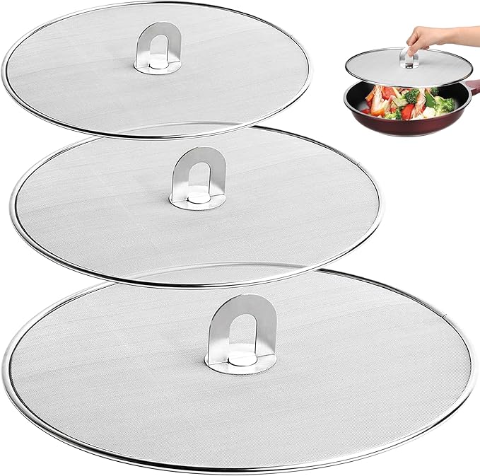 3 Pack Splatter Screen for Frying Pan 13" 11.5" 9.8" Stainless Steel Grease