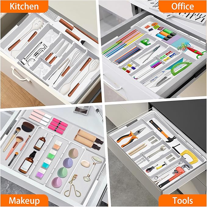 Spaclear Large Utensil Drawer Organizer Expandable Silverware Organizer