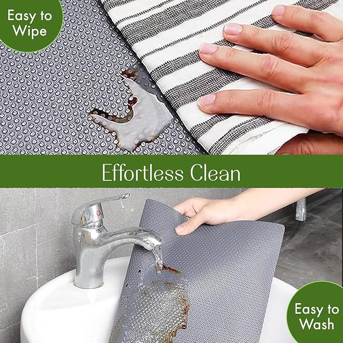 EVALAND 12" x 33 FT Non-Slip Shelf Liner, Non-Adhesive, BPA-Free, Waterproof Pantry Liner for Shelves, Easy to Cut, Oil-Proof Shelf Liners for Kitchen, Cabinets, Drawers, Refrigerator, Gray
