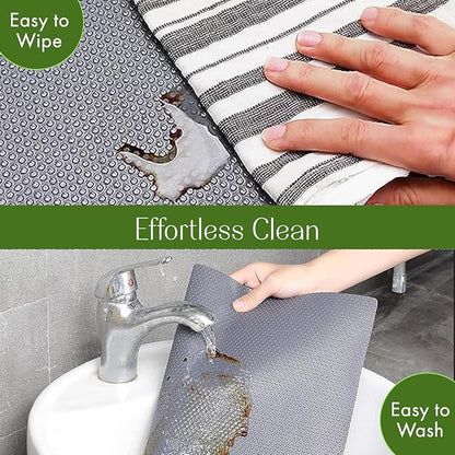 EVALAND 12" x 33 FT Non-Slip Shelf Liner, Non-Adhesive, BPA-Free, Waterproof Pantry Liner for Shelves, Easy to Cut, Oil-Proof Shelf Liners for Kitchen, Cabinets, Drawers, Refrigerator, Gray
