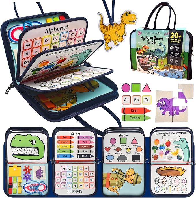 Montessori Busy Board, Quiet Busy Book for Toddlers 3, Toddler Activity Books Ages 3+, Toddler Preschool Learning Activities, Travel Toys for Toddlers 3-5