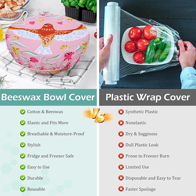 5-Size Reusable Beeswax Bowl Covers