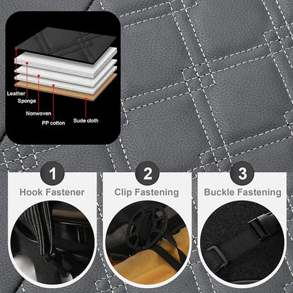 CAROMOP Luxury PU Leather Car Seat Covers Front Set - Anti-Stain Waterproof Automotive Seat Covers for Cars - Universal Car Interior Covers Seat Protectors for Sedans SUVs Pick-up Trucks (Gray)