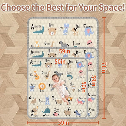 Baby Play MAT 59" X 59", Soft Thickened Anti-Slip Baby Mat for Floor Playpen, Foldable and Machine Washable Baby Crawling Mat