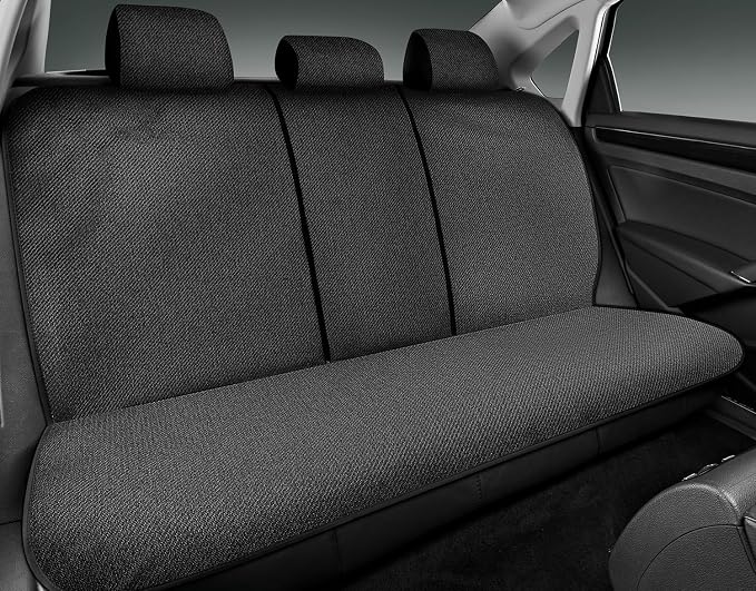 Road Comforts Car Seat Covers Full Set, Front and Split Rear Bench Seat Cover for Car, Universal Cloth Seat Protectors for SUV, Sedan, Van, Automotive Interior Covers Set, Airbag Compatible, Black