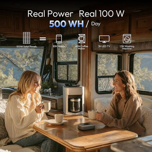 JJN 100 Watt Solar Panel, N-Type 16BB High Efficiency 12 Volt Solar Panels, 25% High Coversion Rate Solar Module PV Charge for Boat Rooftop Caravan and Other Off-Grid System