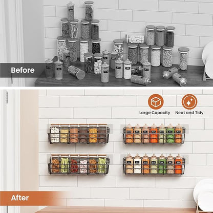 Mystozer Spice Rack Organizer Wall Mount, Hanging Spice Pantry Storage Shelf