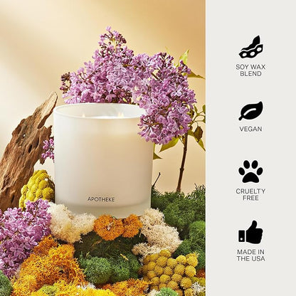 Apotheke 3-Wick Scented Candles for Home, White Vetiver - 26 oz Soy Wax Jar Candle Gift for Women - Long-Lasting Fragrance with Perfume-Grade Essential Oils - Sandalwood, Eucalyptus & Vetiver