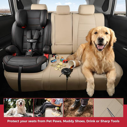 FREESOO RAV4 Seat Covers Full Set Custom Fit for Toyota Rav4(Only Hybrid) 2019 2020 2021 2022 2023 2024 2025 LE/XLE/XLE Premium/Limited, Faux Leather Car Seat Cover, Airbag Compatible, Beige