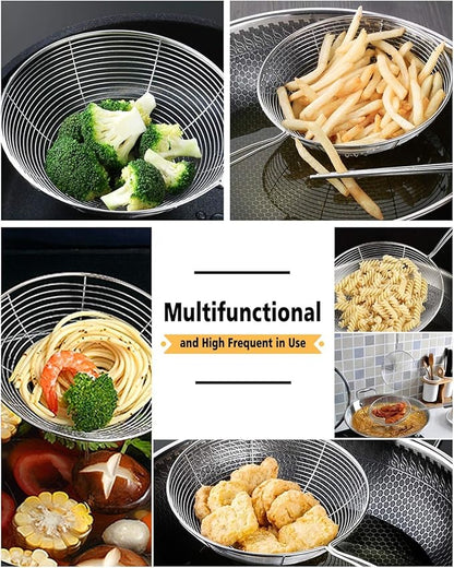 Enhanced Version Stainless Steel Spider Strainer Skimmer Ladle, Pasta Strainer