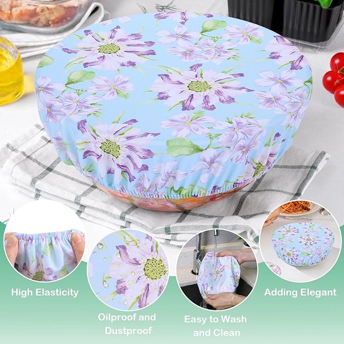 5 Pieces Bowl Covers Reusable, 5 Size Elastic Cloth Bowl Covers