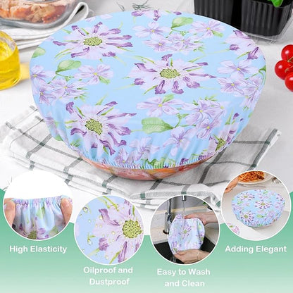 5 Pieces Bowl Covers Reusable, 5 Size Elastic Cloth Bowl Covers