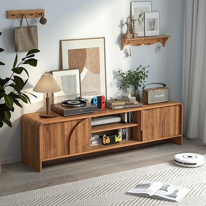 BERRYMERRY 63'' TV Stand for Up to 75" TVs, MCM TV Console Table