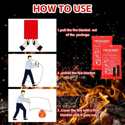 Macarrie 6 Pack 39??x 39??Fire Blanket Emergency for Home and Kitchen Safety Suppression Blanket Fiberglass Fireproof Survival for Fireplace Car Office Camping (Red)