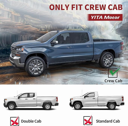 YITAMOTOR 6 Inches Running Boards Compatible with 2019-2026 Chevy Silverado/GMC Sierra 1500 Crew Cab, 2020-2026 2500HD 3500HD Crew Cab Side Steps Textured Black Nerf Bars(Excl. 2019 1500 LD)