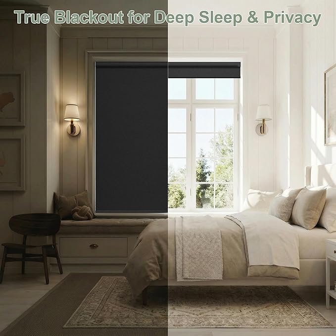 Zshine Motorized Blackout Window Blinds Customize Width Remote Control Wireless