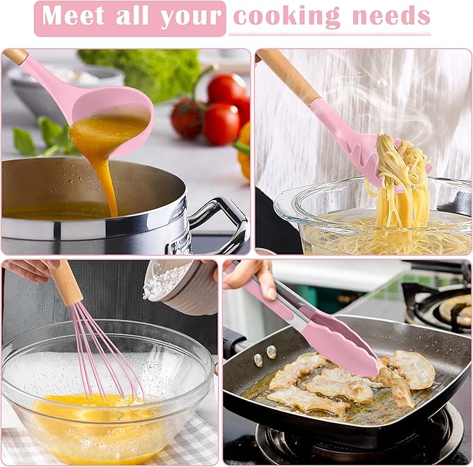E-far Silicone Cooking Utensils Set, 10-Piece Kitchen Utensils Set