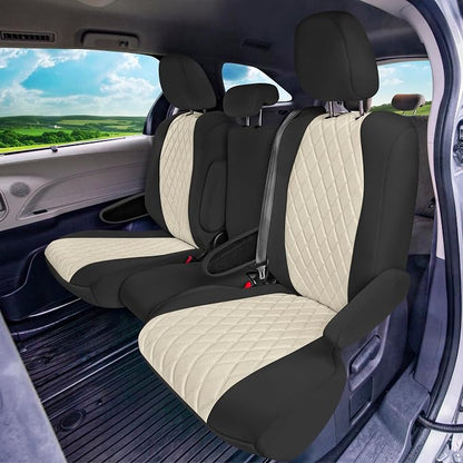 FH Group Custom Fit Car Seat Covers Specifically Made for Toyota Sienna 2011-2020, Car Seat Cover 2nd Row Set, 8 Seater Automotive Seat Covers in Beige Neoprene, Waterproof and Washable Seat Covers