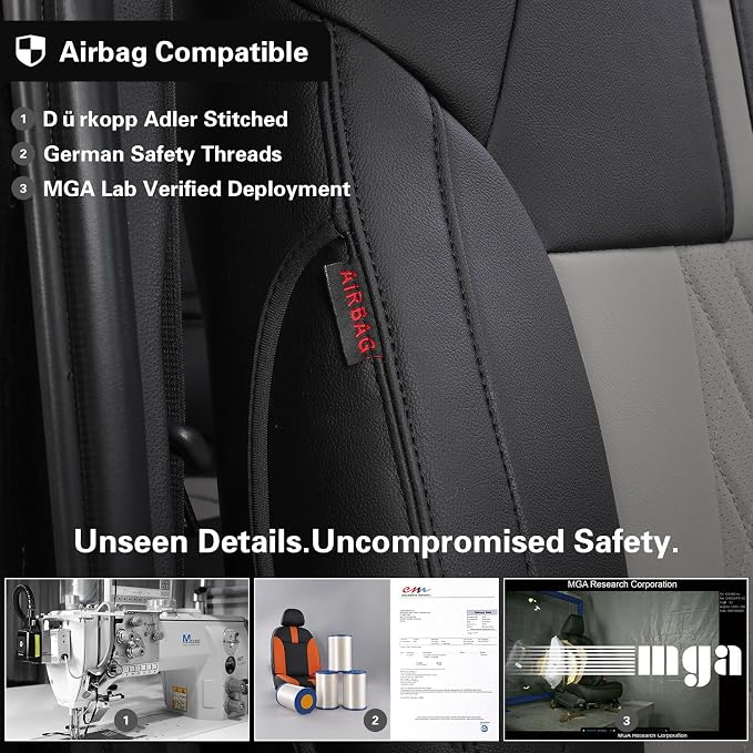 EKR Rav4 Seat Covers Custom Fit for Toyota Rav4 (Hybrid) SE/XSE & (PHEV) GR Sport 2026, Car Seat Cover Full Set for SUV,Factory-Style Upgrade, Easy-Wipe Protection,Faux Leather(Black+Light Gray)