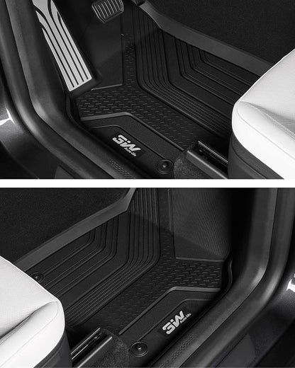 3W 2025 2026 Tesla Model Y Juniper Floor Mats with Rear Cargo Mat & Backrest Mat TPE Anti-Slip All Weather Accessories, Vigormold™