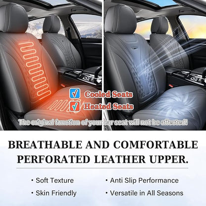 Coverado Car Seat Covers, Car Seat Covers Front Seats, 2-Pack Front Seat Cover, Nappa Leather Waterproof Seat Covers, Car Seat Protectors, Automotive Seat Covers Universal Fit for Most Vehicles Gray