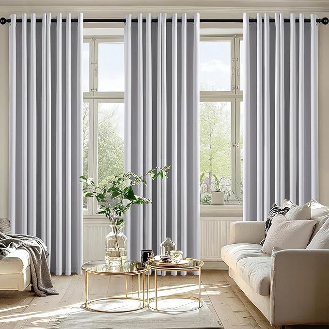 MIULEE Greyish White Blackout Curtains