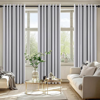 MIULEE Greyish White Blackout Curtains