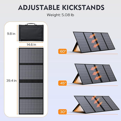 ENGINSTAR 60W Foldable Solar Panel Charger with 18V DC Outlet for Portable Power Stations EnginStar/Jackery/Rockpals/Flashfish, Portable Solar Generator with QC 3.0 for Outdoor Camping Van RV Trip