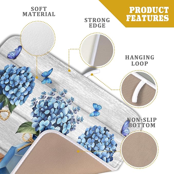 Giwawa Blue Hydrangea Dish Drying Mat