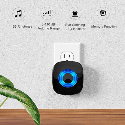 Wireless Doorbell for Home, Waterproof Door Chime Kit Operating at 1300-ft 58