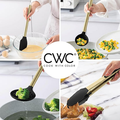 COOK WITH COLOR Silicone Cooking Utensils, Kitchen Utensil Set, Cooking Utensils