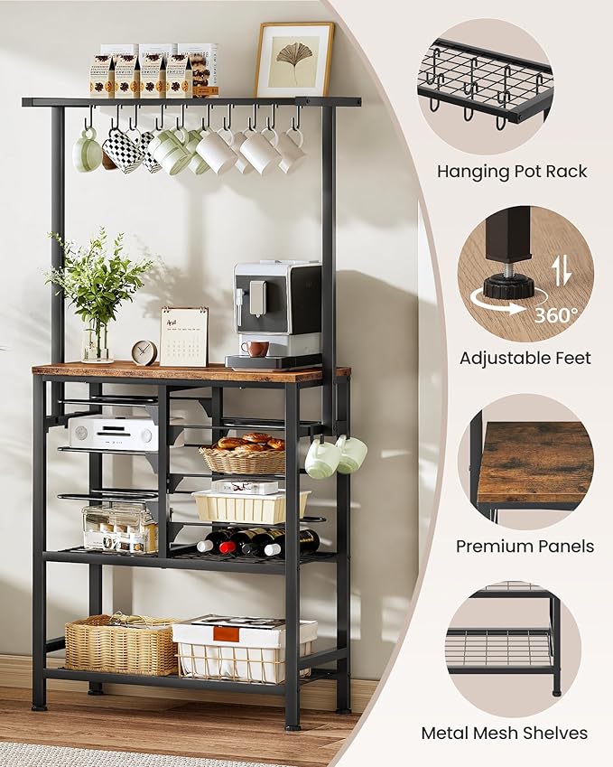 CHOEZON Pots and Pans Organizer Rack, Kitchen Bakers Rack, Kitchen Island Table