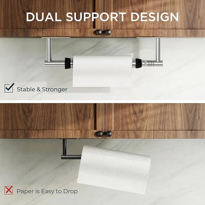 FORIOUS Paper Towel Holder Under Cabinet, Single Hand Operable