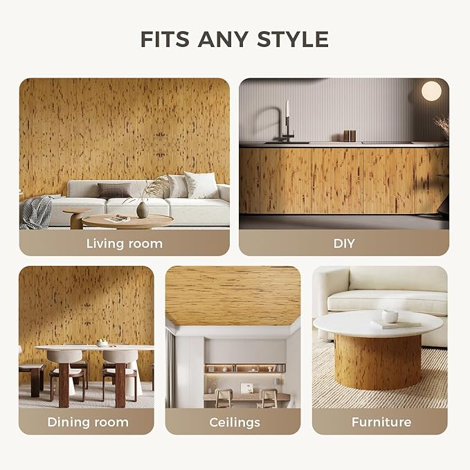 OUZUGIE 2 Pack 96x48 Inch Natural Bamboo Wall Panel – Yellow Burned Pole Wrap