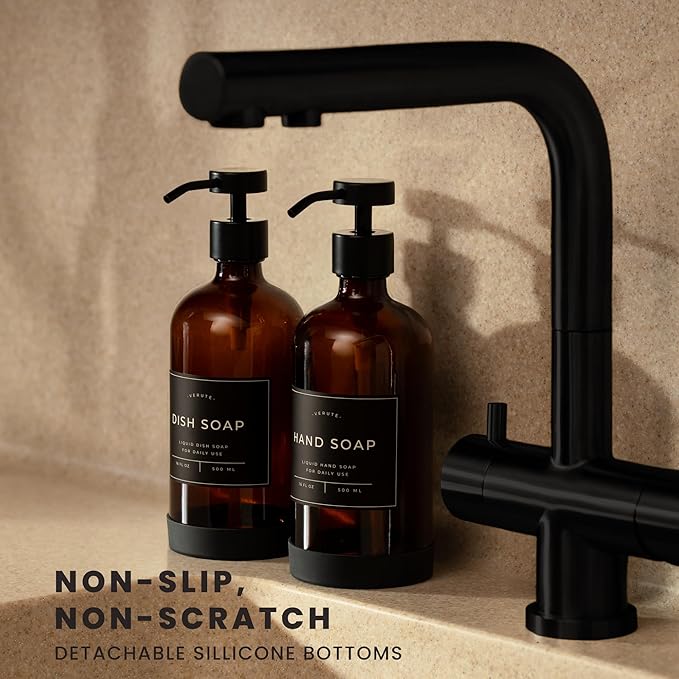 Hand and Dish Soap Dispenser for Kitchen and Bathroom, Stainless Steel Pumps