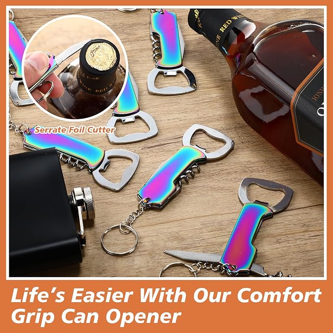Ziliny 24 Pcs Bottle Opener Keychain Bulk Wine Bottle Beer Opener Keychain