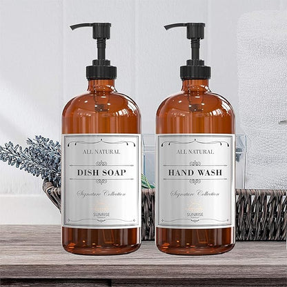 Sunrise Premium, 16 OZ Thick Amber Glass Soap Dispenser