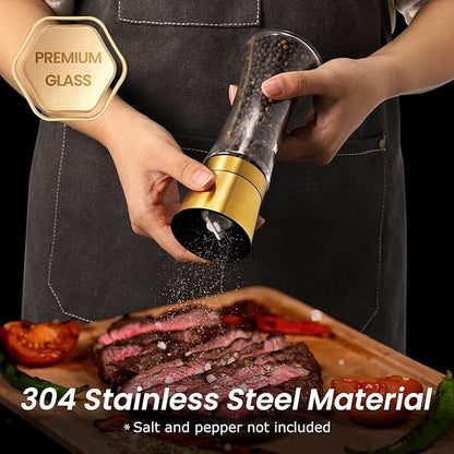 VEVOK CHEF Gold Salt and Pepper Grinder Mill Set Stainless Steel Pepper Shaker