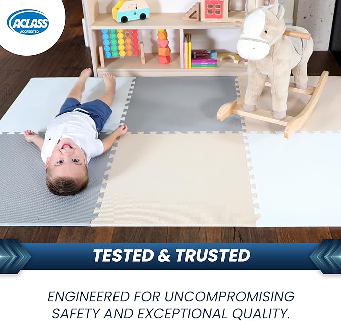 FlooringInc's Rainbow & Natural Harmony Playmat - Kid Safe Foam Floor Tiles with Removable Edges - 2'x2', 1/2" Thick (Earthy, 6 Tile Pack)
