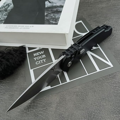 HUAAO 7.5??Assisted Opening Push Button Folding Pocket Knife, 2.8??D2 Blade Aluminum Alloy Handles with Pocket Clip and Lanyard Loop for EDC