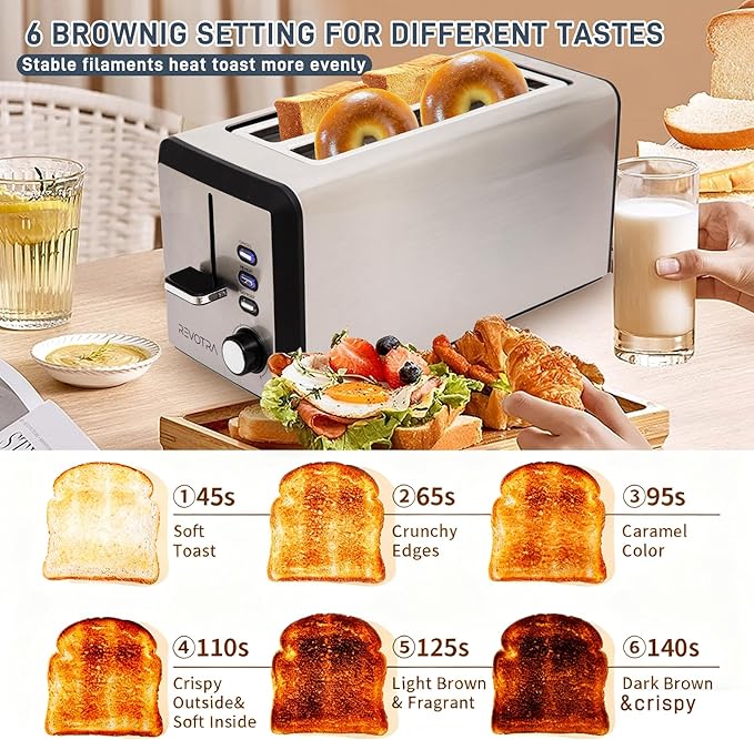 4 Slice Long Slot Stainless Steel Toaster