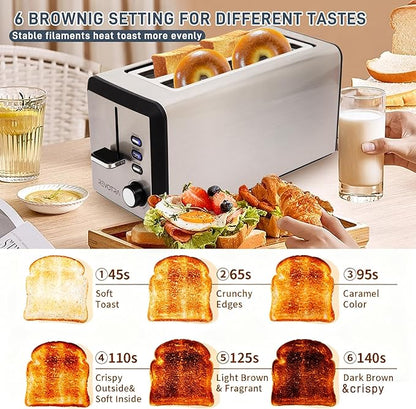 4 Slice Long Slot Stainless Steel Toaster