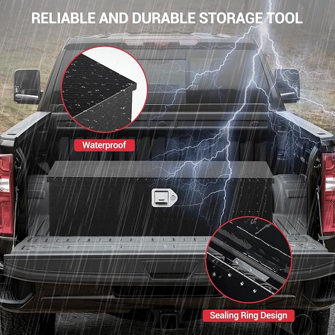 Garvee 48 Inch Truck Bed Tool Box, Heavy Duty Aluminum Pickup Tool Chest with Sliding Shelf, Waterproof & Rust-Resistant Storage Organizer for Truck, RV, Trailer